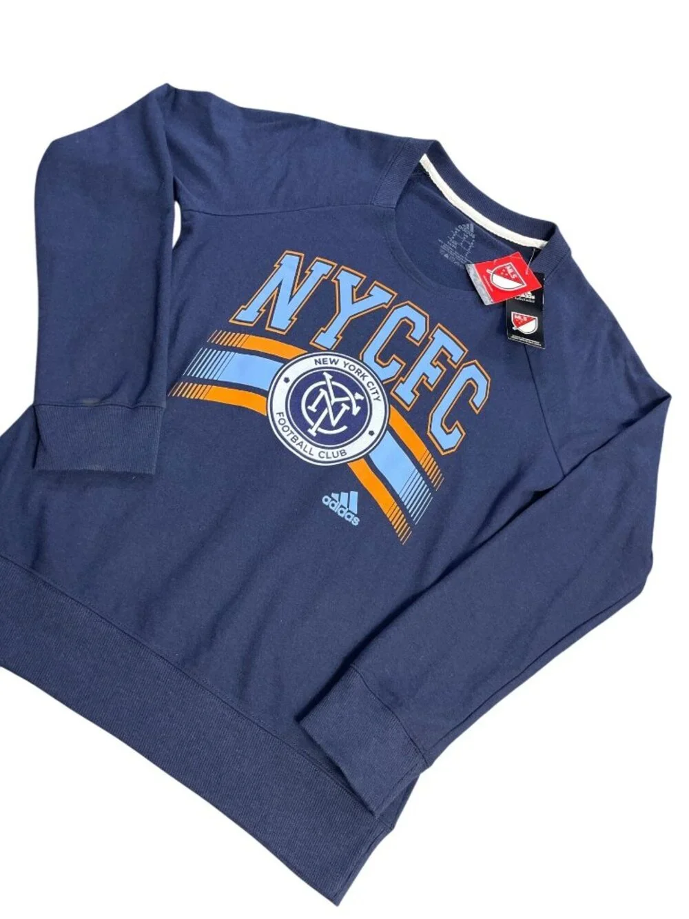 Adidas NYCFC MLS Navy Sweatshirt Small Mens Long Sleeve Cotton Blend